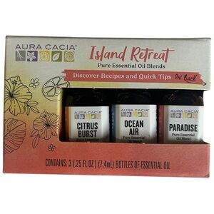 Aura Cacia Island Retreat Essential Oil Set - Citrus Burst, Ocean Air, Paradise